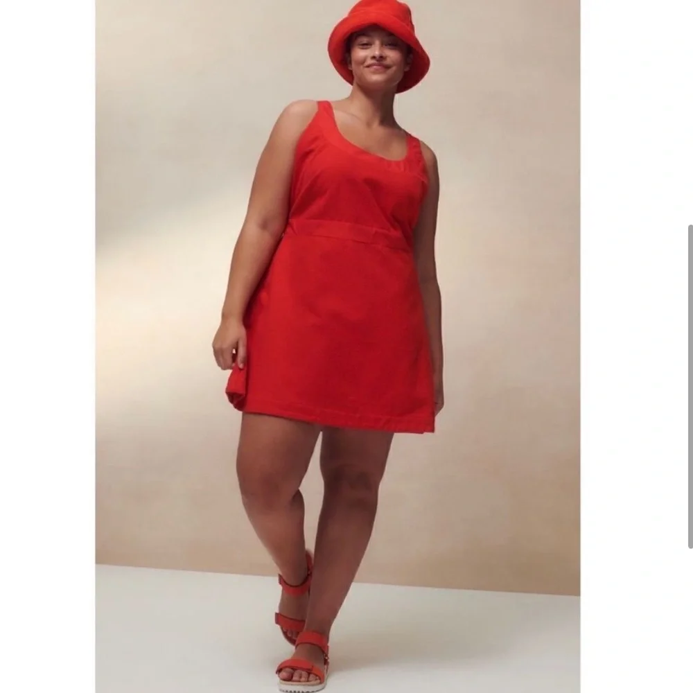 NWT Anthropologie - Maeve Red Sleeveless Scoopneck Mini Dress - Picture 5 of 10